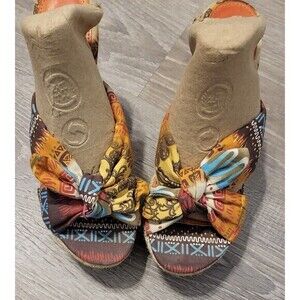 MIA RITA Womens Espadrilles Wedge Heels Aztec Mexican‎ Print OpenToe Size 7.5
